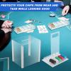 Hiboom 1 Pack Acrylic Poker Chip Case, 1000 Pcs Chips Capacity Chip Trays Set Including Carrier Acrylic Display Case and 10 Pcs Trays Racks Holder (White) view 4