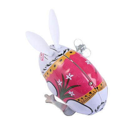 Vintage Wind Up Jumping Rabbit Toy Iron Collectible Retro Clockwork Spring Bunny Metal Animal Toy for Kids Adults Home Decor