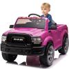 12V Ride on Toys for Kids 4-8, Licensed Ram 2500, Electric Car for Kids, with Remote Control, LED Light/Music/MP3, Back Storage & Cup Holder, Suitable for 3+ (Pink) view 1