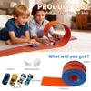 Flexible Race Car Track 15 Ft Starter Set for Kids Age 3+, Rolls Up Portable Flex Track Compatible with Diecast 1/64th Cars, Long Kids Car Ramp Toy with Suction Cups view 2