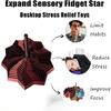 3D Printed Expanded Sensory Fidget StarStress-Relief Spinning Tower Toy with Handle Frustration Star Toy, for Office desks as a Stress-Relief Gifts (Red-Black, M-19rings) view 4