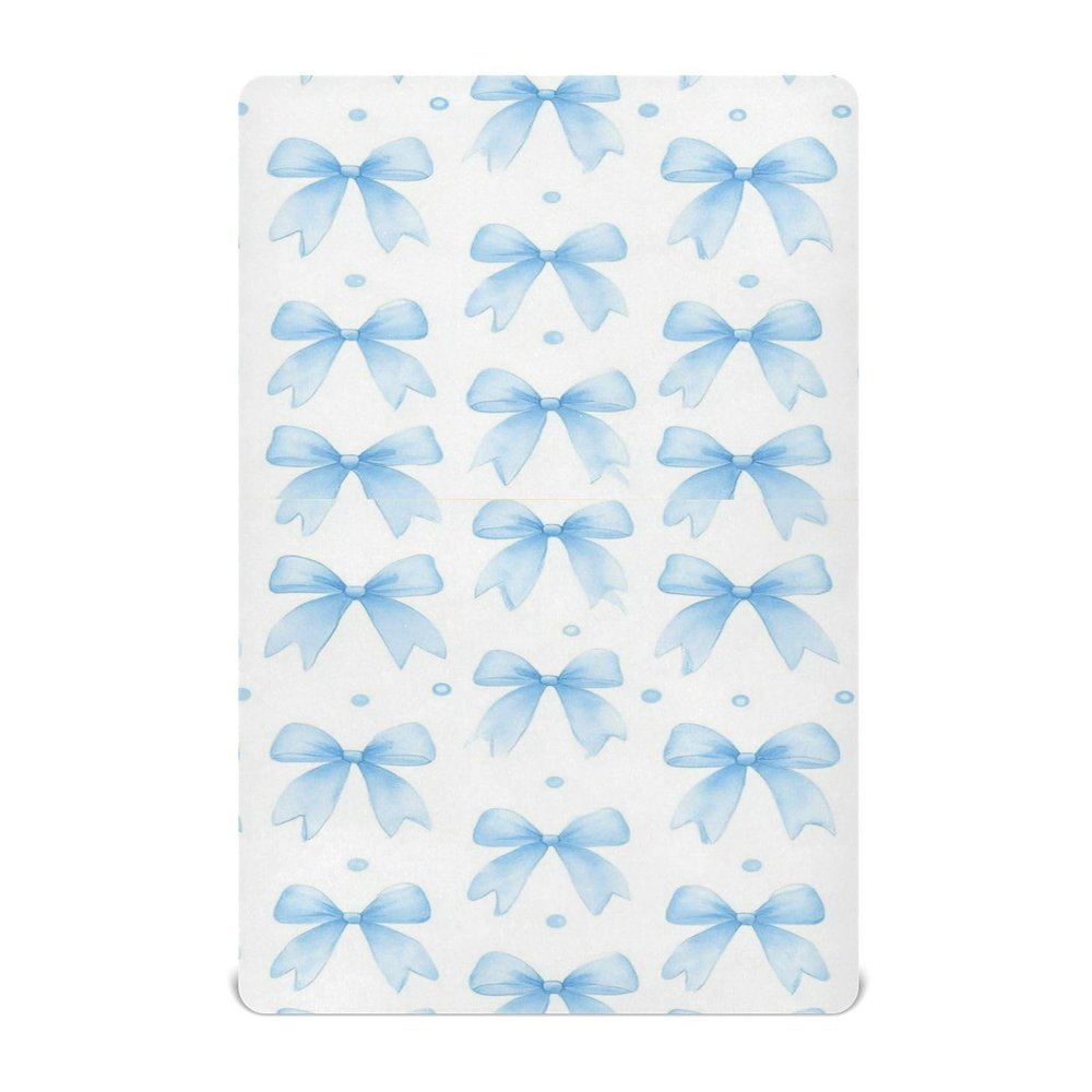 Caikeny Fitted Crib Sheet for Boys Girls Watercolor Coquette Light Blue Bow Baby Crib Sheets Bassinet Sheets Crib Mattress Bed Sheets for Toddler Newborn Infant 27 x 39 in