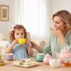 Porcelain Tea Set for Toddlers, Tea Party Set for Little Girls, Kids Tea Set Kitchen Pretend Play, Princess Tea Time Playset with Teapot Cups Carry Case, Toddler Girl Toys Birthday Gifts Age 3+ view 4