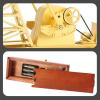 Electric Metal Oil Well Pump Jack Model, Industrial Desk Decor Golden Plated Finish & Red Wood Base,Science Eductional for Teens view 3