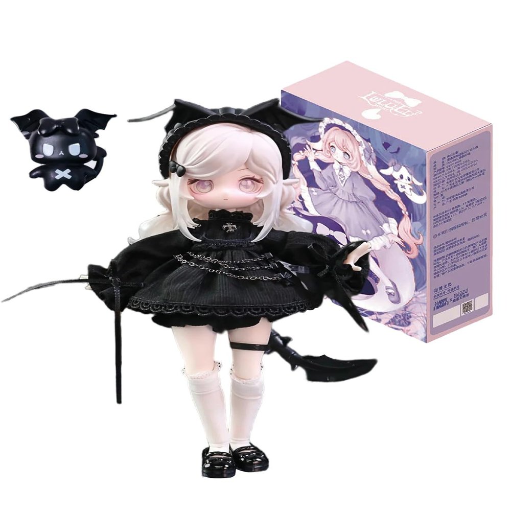 1/12 BJD Dolls Blind Box for Girls Surprise Gifts,Kawaii The Lulu Elf Story BJD Dolls Series Collectable Action Figure Posable Dress Up BJD Doll(Black)