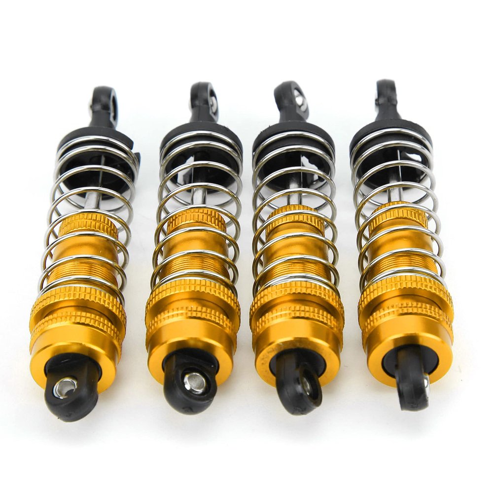 4Pcs RC Shock Absorber Set, 80mm/3.1in Length 16mm/0.6in Diameter 72mm/2.8in Hole to Hole Metal Shock Absorber Damper Accessories forMNG 500 BRABUSs (Golden)