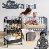 Baby Diaper Caddy Organizer and Storage, 3 Tier Rolling Cart with Wheels for Newborn Nursery Essentials, Baby Organizers for Changing Table, Crib, Bedroom, Movable Bedside Organizatio (Black) view 3