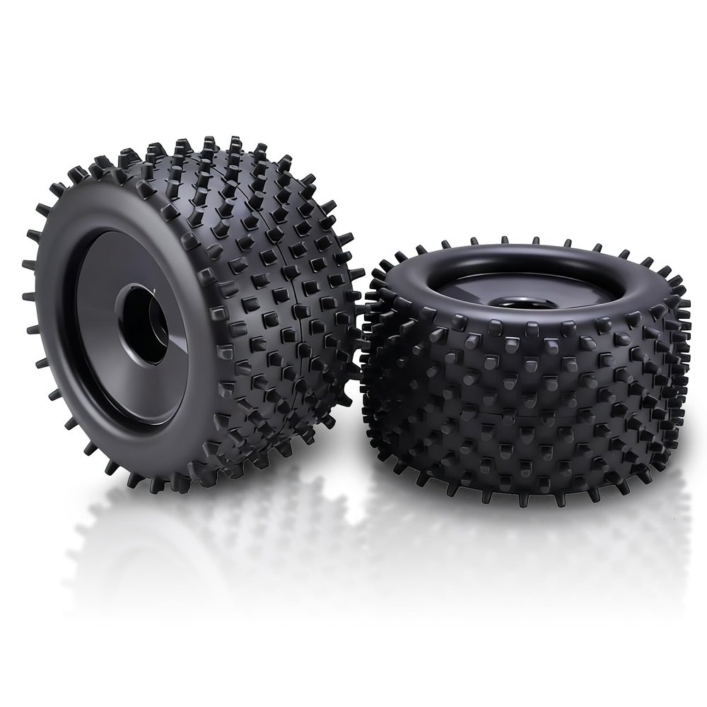 155mm Rubber RC Tire with 82mm Hub Wheel, 2PCS Rc Vehicle Wheel Tire Accessories Upgrade Parts for 1/8 Truck Racing Car