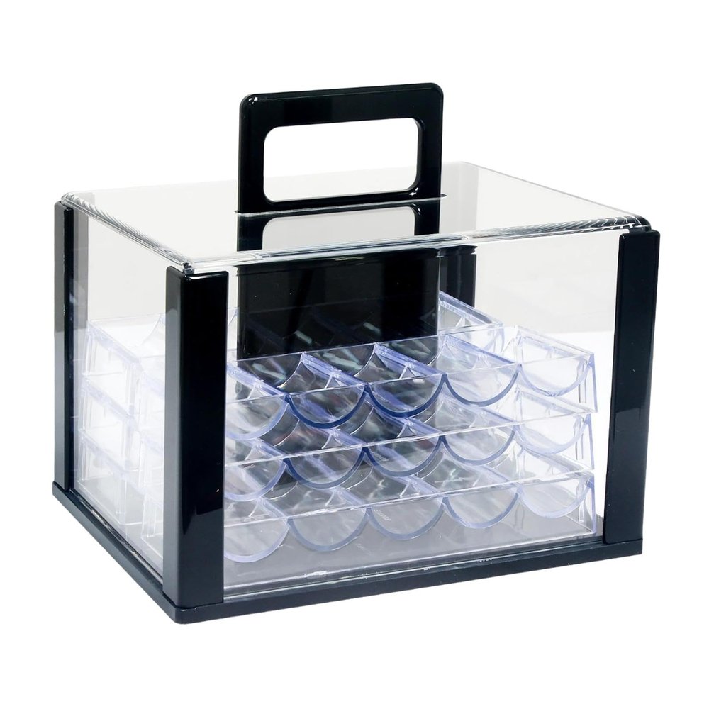 kowaku Chip Case Chip Organizer Sports Games Accessories Transparent Dustproof Portable Multipurpose Storage Container Storage Box, with 6pcs 40mm Trays