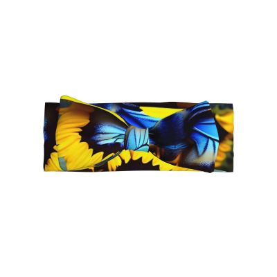 chenfantian Sunflower Blue Butterfly Baby Bow Headband, Soft Baby Bow Hair Accessory For Newborn Babies, *Toddlers, Kids.