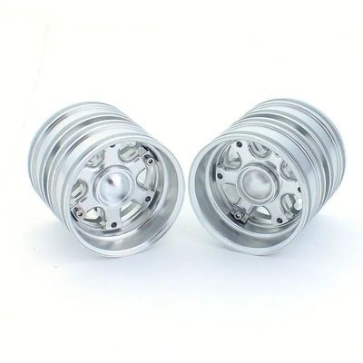 2pcs Metal Upgrade Rear Double Wheels Hub Rim for 1/14 Tamiya RC Truck Scania 770S R620 Volvo FH16XL Actros Man TGX LESU Car(E 2pcs)