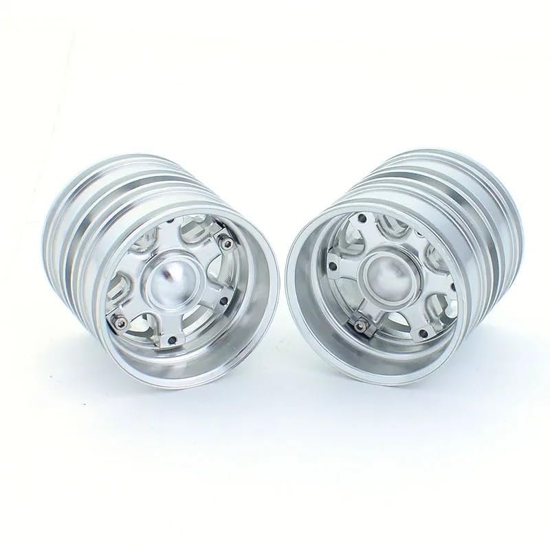2pcs Metal Upgrade Rear Double Wheels Hub Rim for 1/14 Tamiya RC Truck Scania 770S R620 Volvo FH16XL Actros Man TGX LESU Car(E 2pcs)