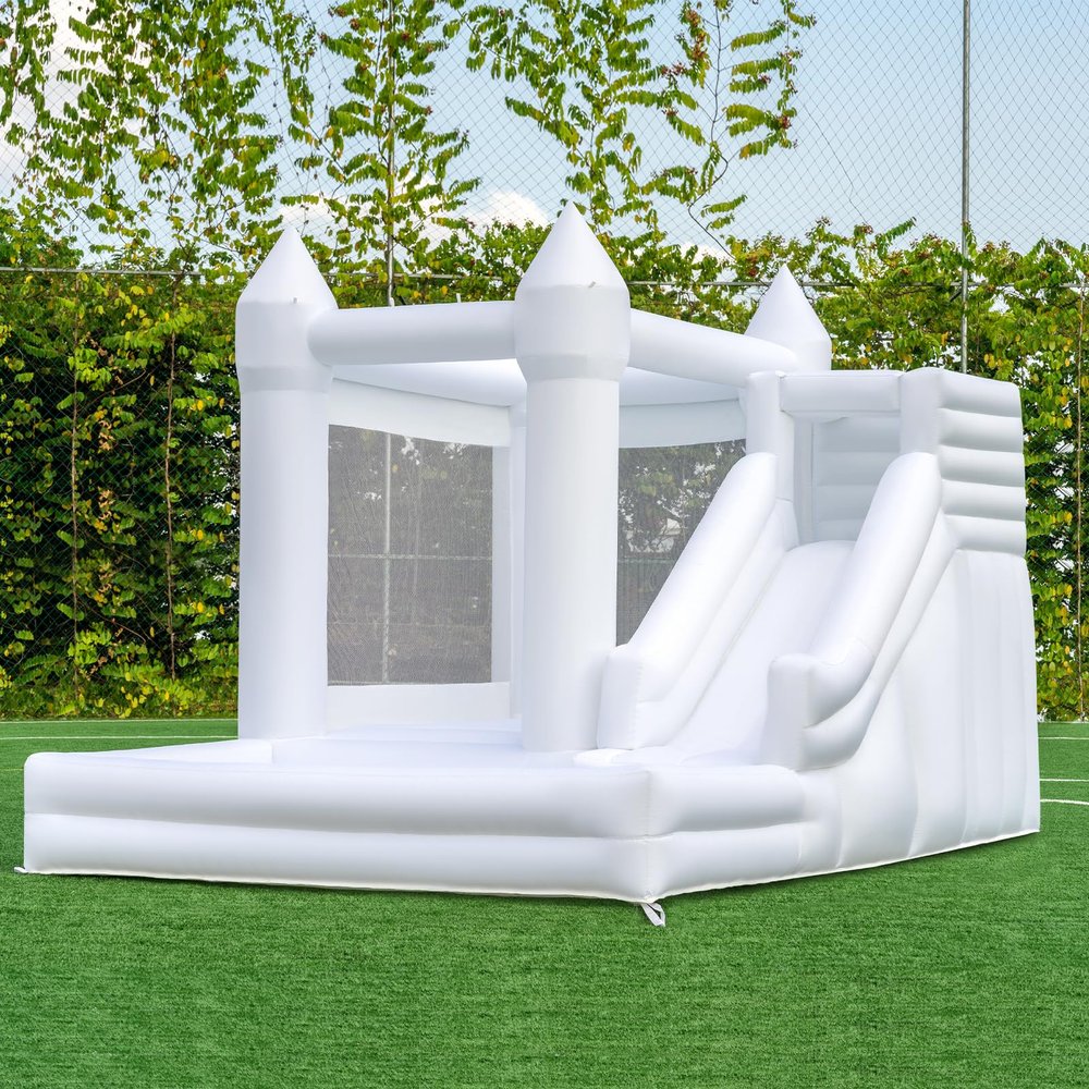 12FTx8.5FT Oxford Bounce House Medium to Large White Bounce House Inflatable Castle with Slide and Ball Pool Suitable for Active Kids The Perfect Product for Party/Festival Decoration and Photography