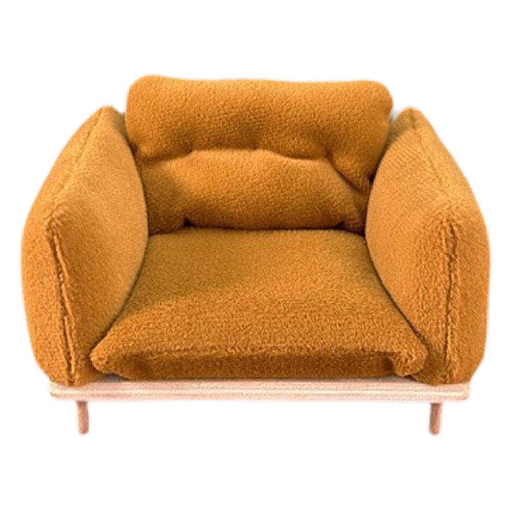 1: 12 Dollhouse Armchair Scene Decoration Dollhouse Accessory Realistic Living Room Decor Modern Mini Sofa Model Collection, Orange