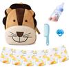 10 Pcs Reborn Baby Doll Diaper Bag Accessories Set for 17-22 Inch Baby Dolls with Diaper Backpack Feeding Set Blue Pacifier Bottle Comb Newborn Girl & Boy view 1