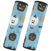 Car Seat Belt Pads Covers Set of 2 Soft Car Seatbelt Shoulder Cover for Adults Youth Kids S Hallowmas All Saints' Day Pattern Blue view 2