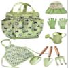 Seedypop Handmade Kids Gardening Tools Set - 8Pc Artisan Garden Kit with Real Wood Handles, Metal Heads, Frog Hat, Panda Apron & Tote - Nature Learning Gift for Toddlers & Kids (Sage Green) view 1