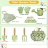 Seedypop Handmade Kids Gardening Tools Set - 8Pc Artisan Garden Kit with Real Wood Handles, Metal Heads, Frog Hat, Panda Apron & Tote - Nature Learning Gift for Toddlers & Kids (Sage Green) view 2