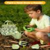 Seedypop Handmade Kids Gardening Tools Set - 8Pc Artisan Garden Kit with Real Wood Handles, Metal Heads, Frog Hat, Panda Apron & Tote - Nature Learning Gift for Toddlers & Kids (Sage Green) view 4