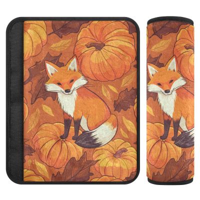 Car Seat Belt Covers 2 Piecing Soft Car Safety Seat Belt Strap Shoulder Pad for Women Men Kids M Leafs Pattern Fox Harvest Pumpkin