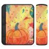 Car Seat Belt Covers Set of 2 Soft Car Safety Seat Belt Strap Shoulder Pad for Adults Youth Kids S Happy Thanksgiving Colorful Leaves and Pumpkin view 1