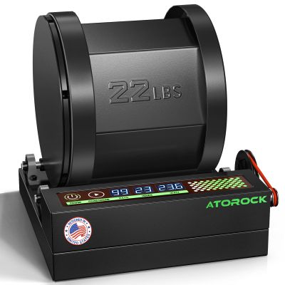 AtoRock Professional Rock Tumbler Kit, 22LB Extra-Large Barrel with Cutting-Edge Brushless Motor, Real-Time Motor Output & Runtime Display - Heavy Duty Metal Base for Adults & Rock Collectors