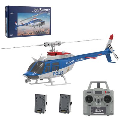 C138PRO 1/33 206 RC Helicopter for Adults, 2.4G 6CH Flybarless Single-Rotor Remote Control Helicopter with One-Touch Inverted Flight, RC Aircraft Model Toy Gift -RTF