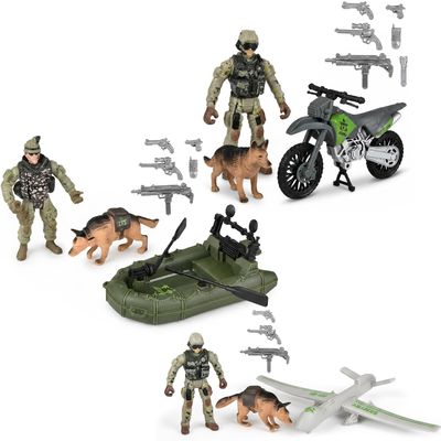 4 Piece Soldier Search Playset with Dog, Weapons, and Vehicle, Assorted Styles