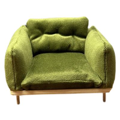 1: 12 Dollhouse Armchair Scene Decoration Dollhouse Accessory Realistic Living Room Decor Modern Mini Sofa Model Collection, Green