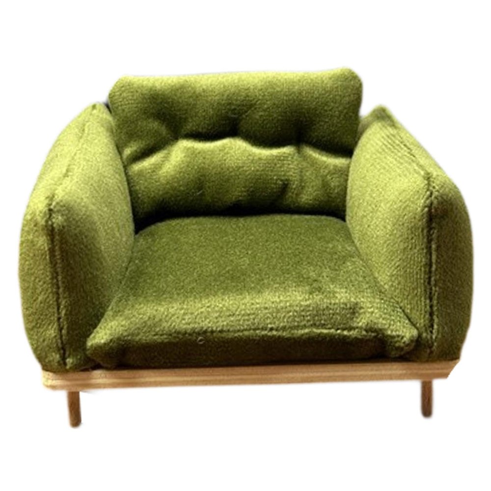 1: 12 Dollhouse Armchair Scene Decoration Dollhouse Accessory Realistic Living Room Decor Modern Mini Sofa Model Collection, Green