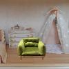 1: 12 Dollhouse Armchair Scene Decoration Dollhouse Accessory Realistic Living Room Decor Modern Mini Sofa Model Collection, Green view 2
