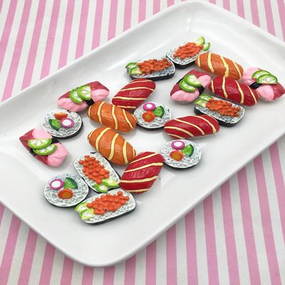 Random Sushi Nigiri Roll Cabochons, Food Cabochons, Rice Cabochons, Resin Food Cabochons rdnqu (4 Pieces)