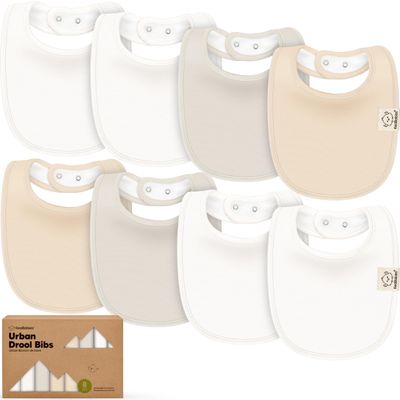 8-Pack Organic Baby Bibs for Boys, Girls - Soft Cotton Drooling and Teething Bibs for Baby Girl & Boy, Extra Absorbent, Easy to Clean & Put On for Toddler, Newborn, Infant 0-24 Months (Pure)