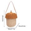 Kids Rattan Storage Basket, Acorn Shaped Bag Rattan Storage Basket Shoulder Crossbody Bag for Boys Girls Photography Props (Large Handbag) view 4