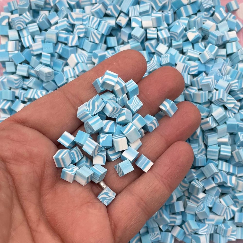 Polymer Clay Blue Raspberry Marble Cheesecake Bites, Non Edible Cake Chunks, Faux Dessert Cubes for Decoden Cookies Slime rdnqu (Bag: 30 Grams)