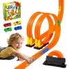 16.4 Ft Flexible Race Track for Kids Outdoor Toys Portable DIY Roll-Up Flex Race Car Track Compatible with Diecast 1/64th Cars Valentines Gifts Easter Basket Stuffers for Kids Boys Girls Ages 3+ view 1
