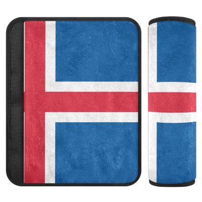 Car Seat Belt Pads Covers 2 Piecing Breathable Seat Belt Shoulder Strap Covers Pad for Adults and Kids S Iceland Flag Pattern Decor Print