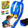 Flex Tracks 16.4 Ft Flexible Race Track for Kids Portable DIY Roll-Up Race Car Track Compatible with Diecast 1/64th Cars Valentines Gifts Easter Basket Stuffers for Kids for Boys Girls Ages 3+ view 1