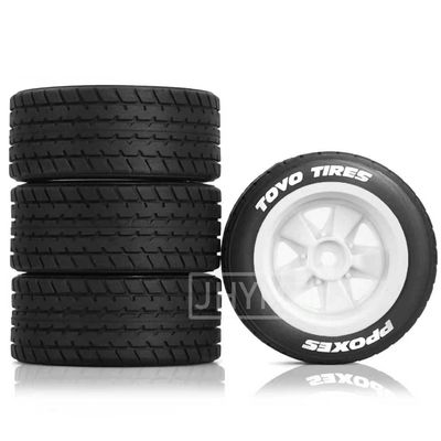 1/14 RC On-Road Drift Wheel Tires 2.36in OD Tamiya M-Chassis Tread Tyres w/Foam 12mm Hex Fit for Tamiya M08/05/06 MF-01X 1/14 Hyper 14303 14304 14210 (White1)
