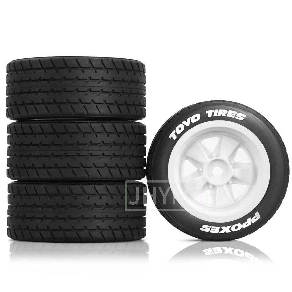 1/14 RC On-Road Drift Wheel Tires 2.36in OD Tamiya M-Chassis Tread Tyres w/Foam 12mm Hex Fit for Tamiya M08/05/06 MF-01X 1/14 Hyper 14303 14304 14210 (White1)