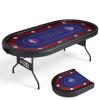 RAYKEEP 86" Large Foldable Poker Table, 10-Player Casino-Style Texas Holdem & Blackjack Game Table with Cup Holders, Padded Rails for Home Game Room, Family Nights, and Parties (Black) view 1