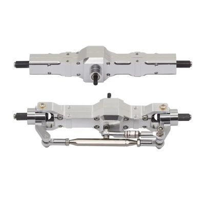 Compatible with WPL 1/10 C74 1/16 C14 C24 C34 C54 B14 B24 for Feiyu RC Car Spare Parts Accessories Metal Upgrade Front Rear Axle Assembly RC Front Rear Axle(Silver)