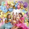 102pcs Princess Balloon Garland Arch Kit with Giant Pink Castle & Gold Crown Foil Balloons, 18/12/10/5 Inch Macaron Pastel Rainbow Latex for Girls Birthday, Fairytale Baby Shower view 4