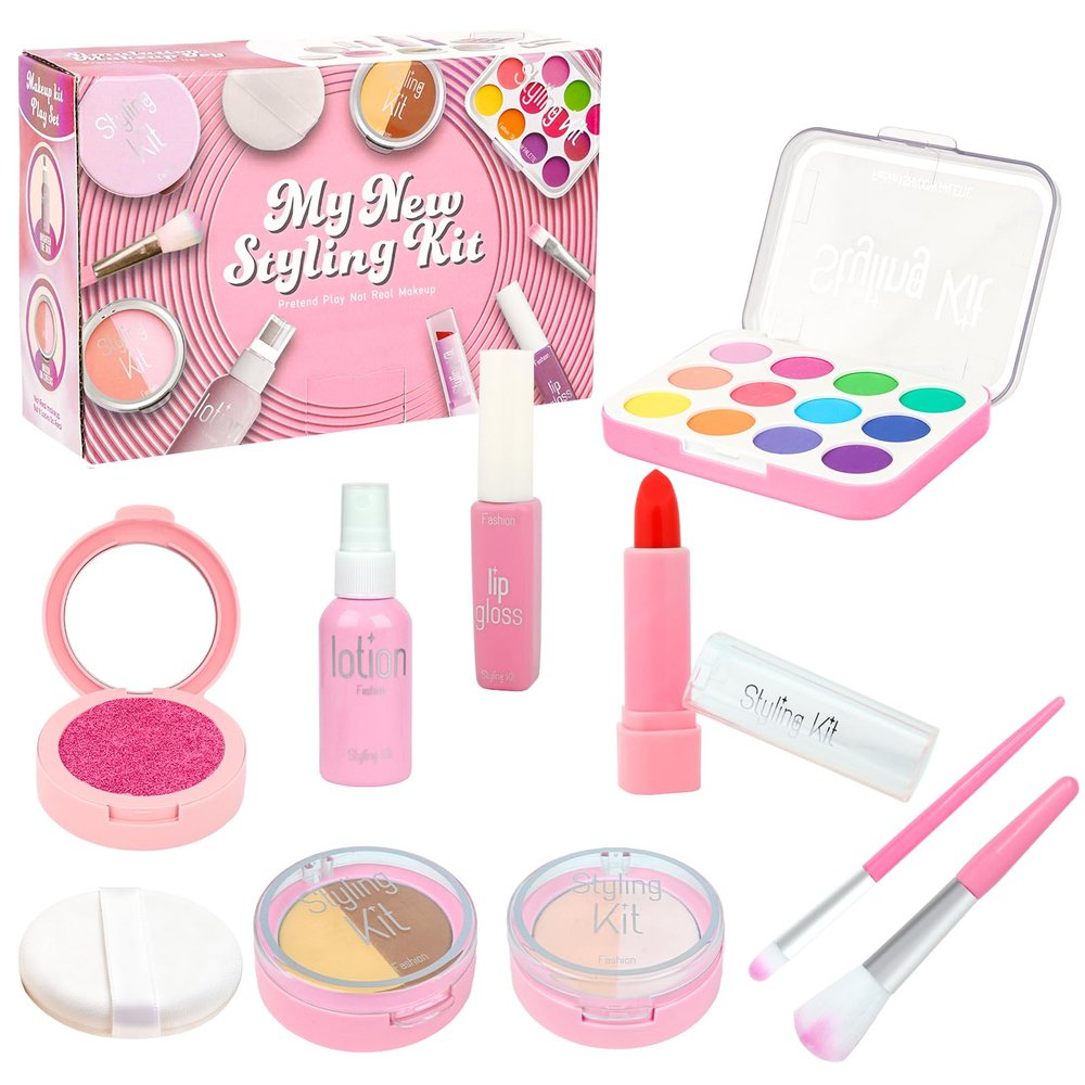 Fake Makeup Kits Toys for Girls 3 4 5 Years Old, Pretend Play Makeup Cosmetic Toys for Girls Birthday 3-5 Years Old