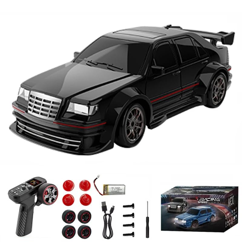 1:43 Scale Mini RC Drift Car with Gyroscope, 2.4G High Speed Remote Control, 30 Mins Play, KF30(Black)