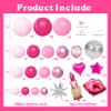 106pcs Hot Pink Balloon Garland Arch Kit with Giant Lipstick, Kiss Lips & Disco Ball Foil Balloons, 18/12/10/5 Inch Metallic Pink & Silver Star for Bachelorette, Galentine's, Fashion Doll Theme view 2
