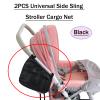 2PCS Universal Side Sling Stroller Cargo Net,Portable Storage Mesh Bag,Stroller Storage Organizer Bag,Non-Slip and Adjustable Straps Side Sling Mesh Organizer(Black) view 3