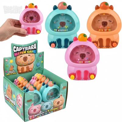 5 Inch Capybara Water Ring Game, Handheld Puzzle Toy, Assorted Colors, 12 Count Display