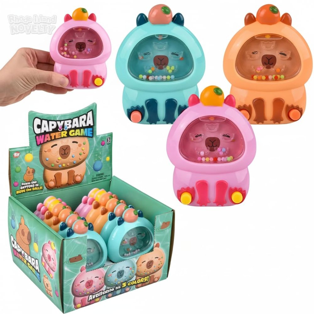 5 Inch Capybara Water Ring Game, Handheld Puzzle Toy, Assorted Colors, 12 Count Display