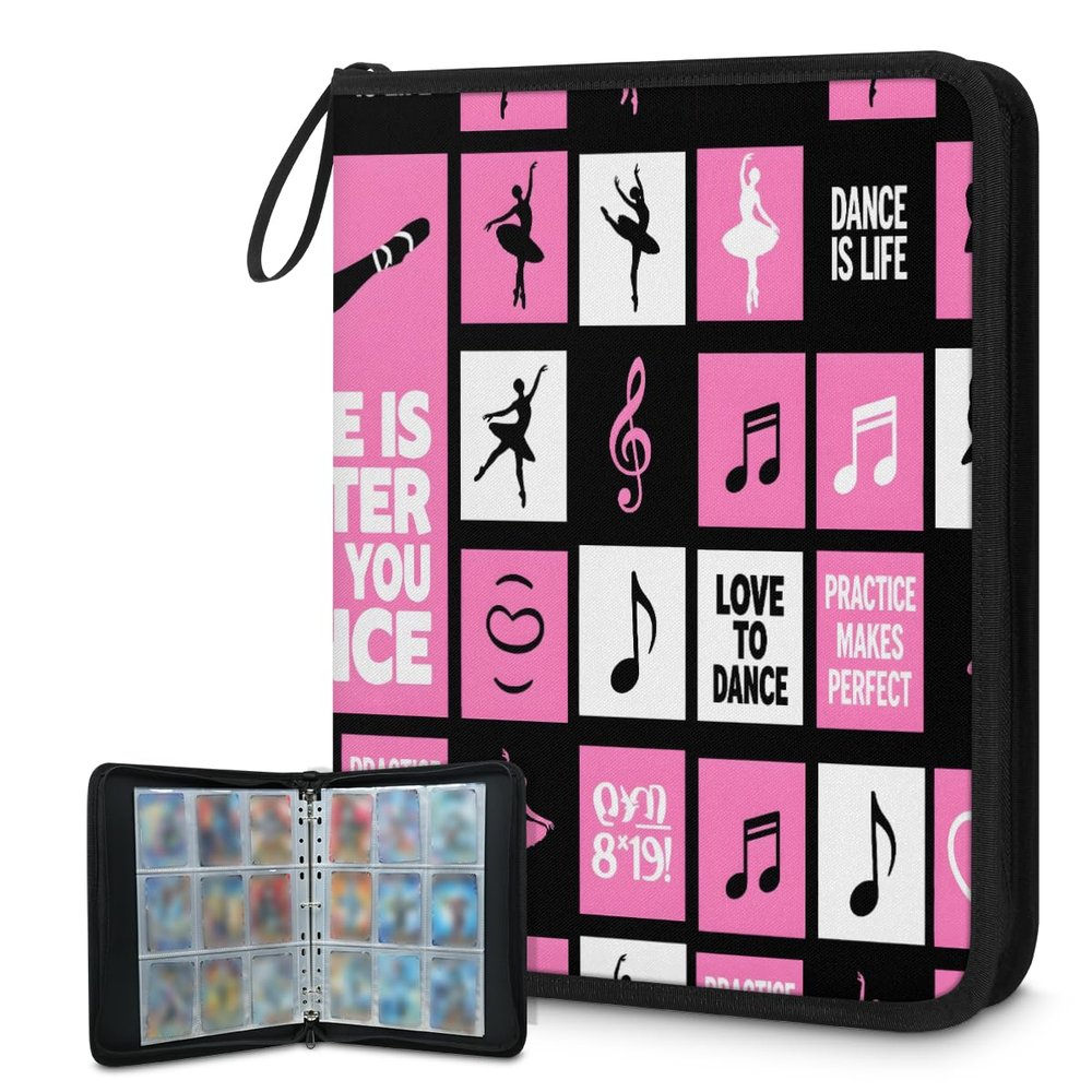 Cmizedevise Dance Ballet 9 Pocket Trading Card Binder, Ballet Theme Card Binder Holder Fits 900 Cards With 50 Sleeves, Portable Collection Card Ablum for TCG, Sports Cards